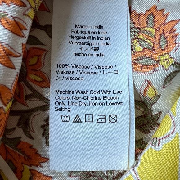 J Crew Open Back Halter Top In Sunset Rose Block Print Top Medium Yellow - Picture 11 of 11